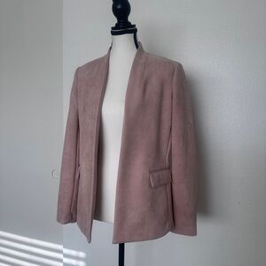 Calvin Klein Dusty Rose Open-Front Suede Blazer